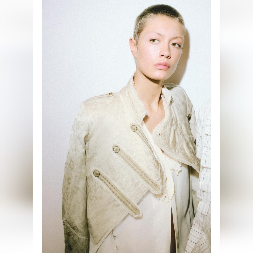 Zara Jacquard Cropped Jacket